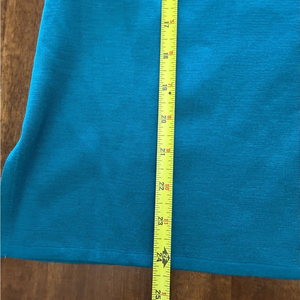 Women’s Ming Wang Ribbed Knit Sweater Shirt Aqua/Turquoise Small Office - Picture 6 of 9
